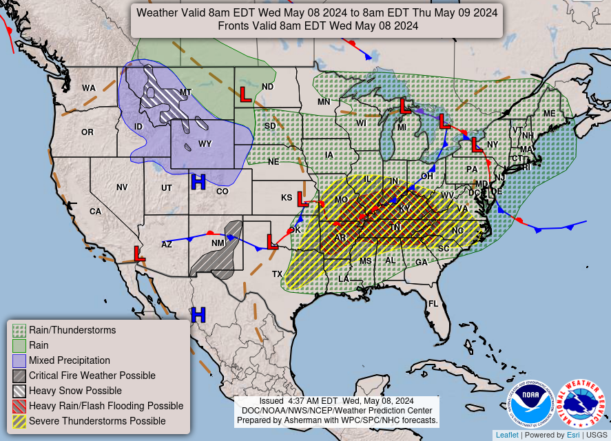 NOAA Day 1 National Forcast Map