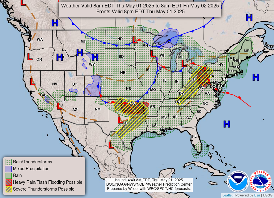 NOAA Day 1 National Forcast Map