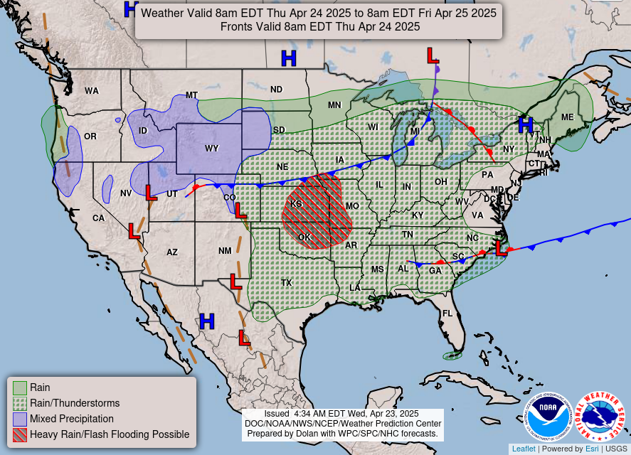 NOAA Day 2 National Forcast Map