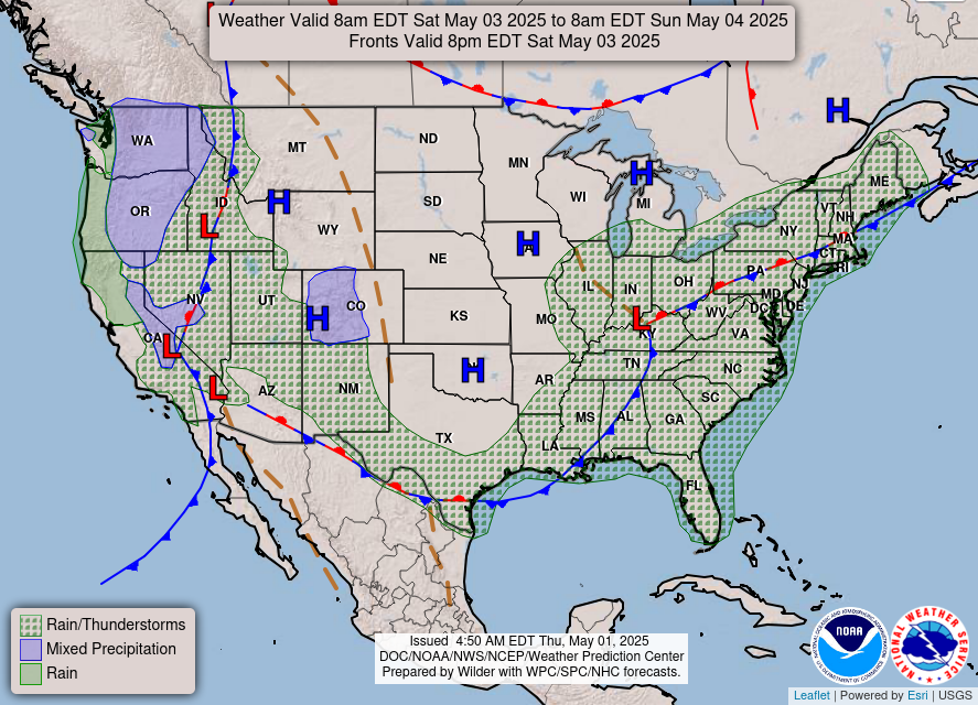 NOAA Day 3 National Forcast Map